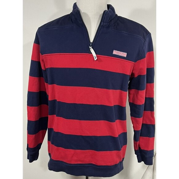 Vineyard Vines Other - Mens M Vineyard Vines Martha's Shep Ian Rugby 1/4 Zip Red Blue Stripes Logo